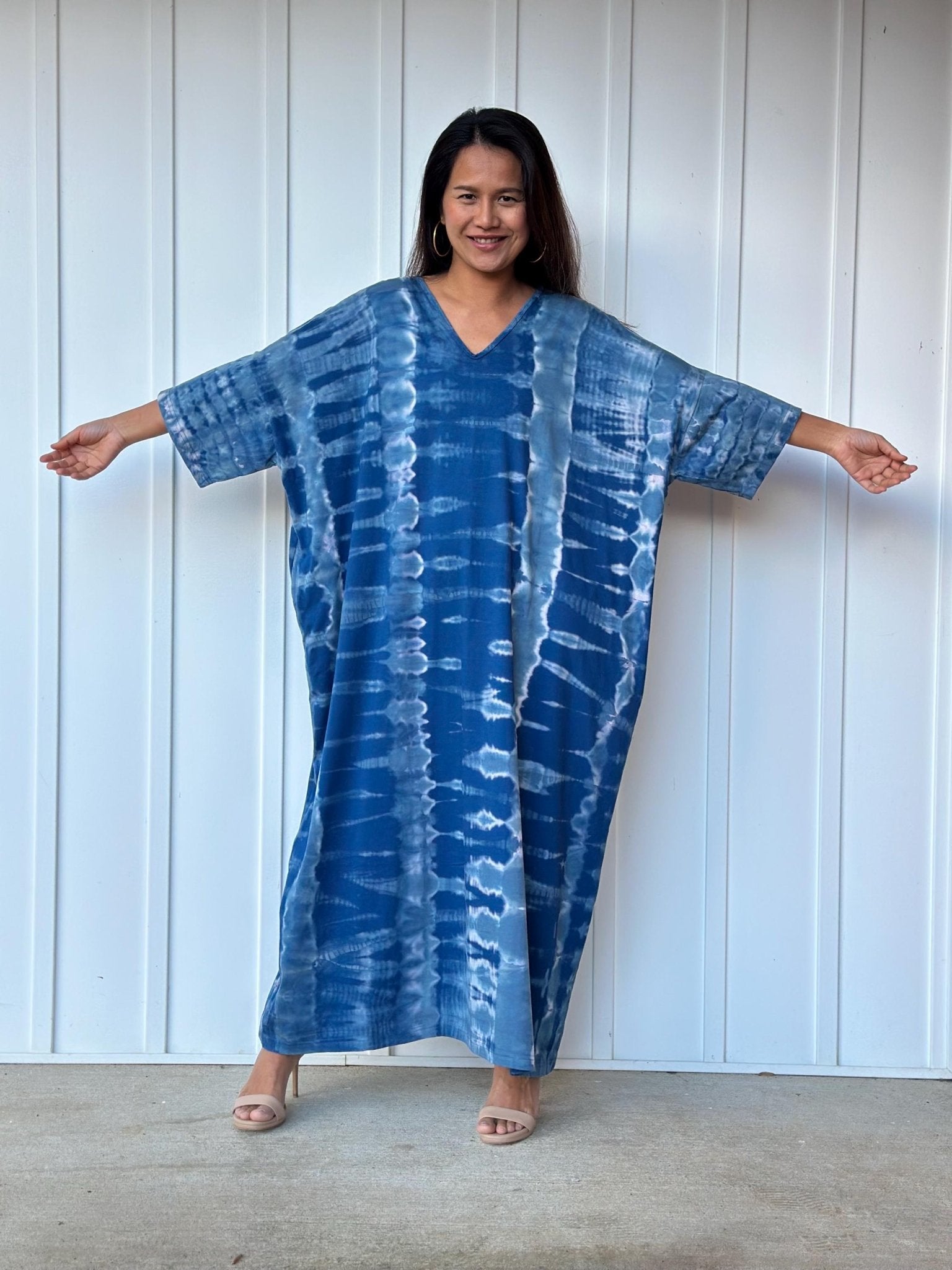 Mala Handworks Olivia Cotton Kaftan in Sapphire Tie Dye