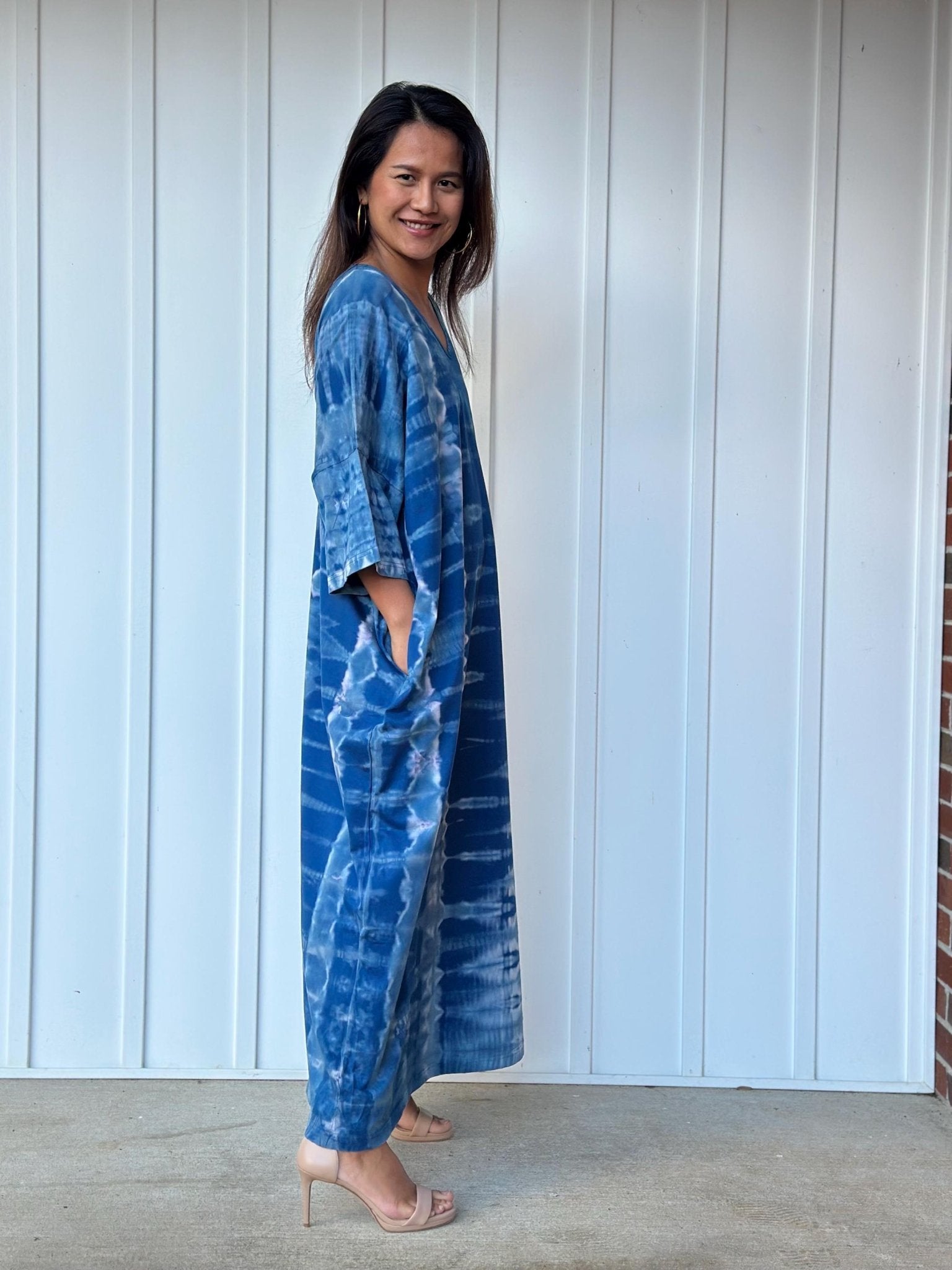 Mala Handworks Olivia Cotton Kaftan in Sapphire Tie Dye