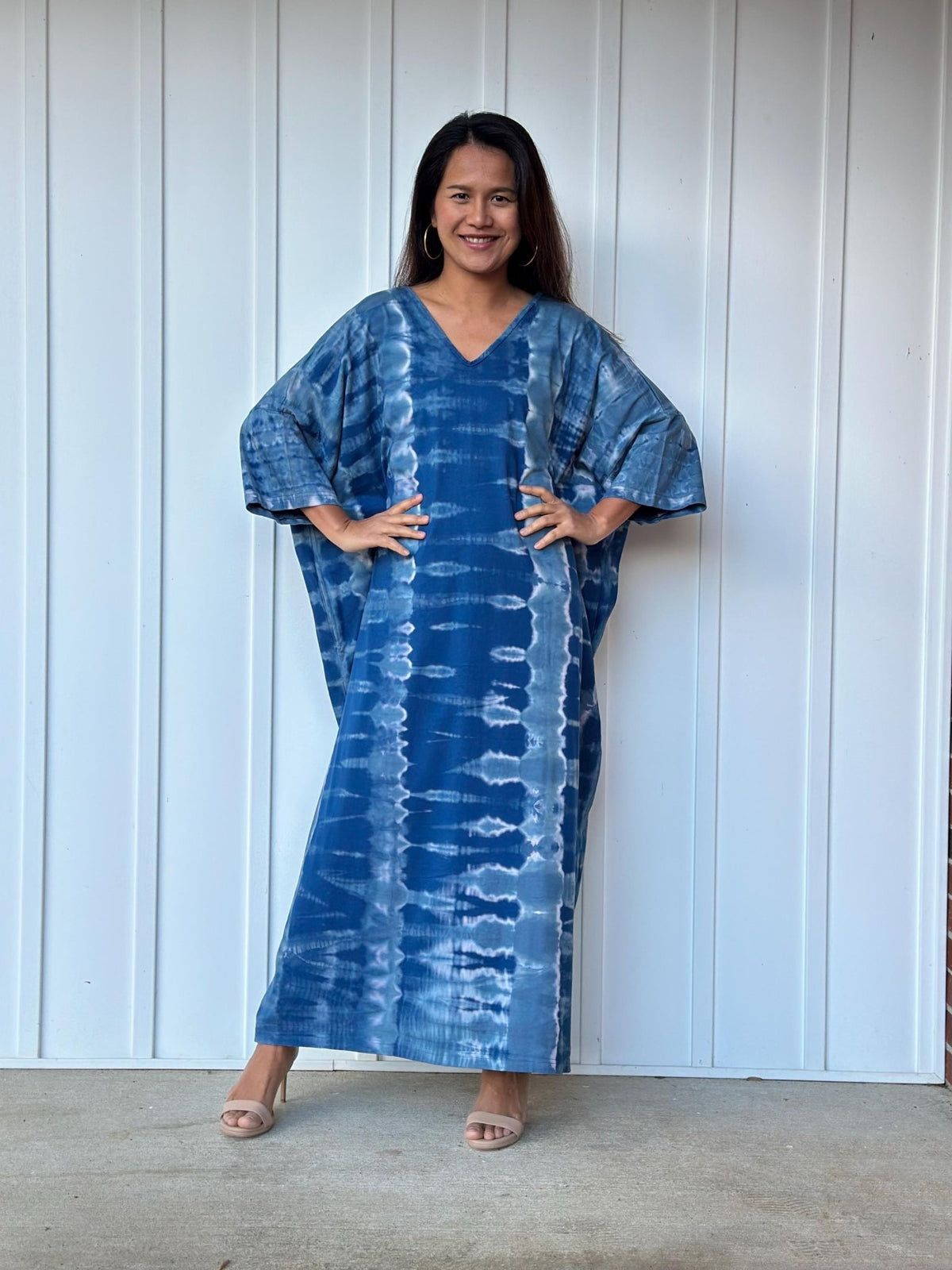 Mala Handworks Olivia Cotton Kaftan in Sapphire Tie Dye