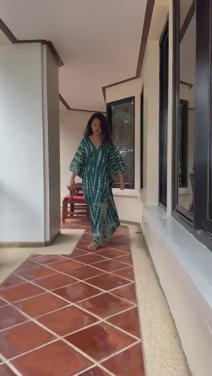 Mala Kaftan in Teal Green Tie Dye
