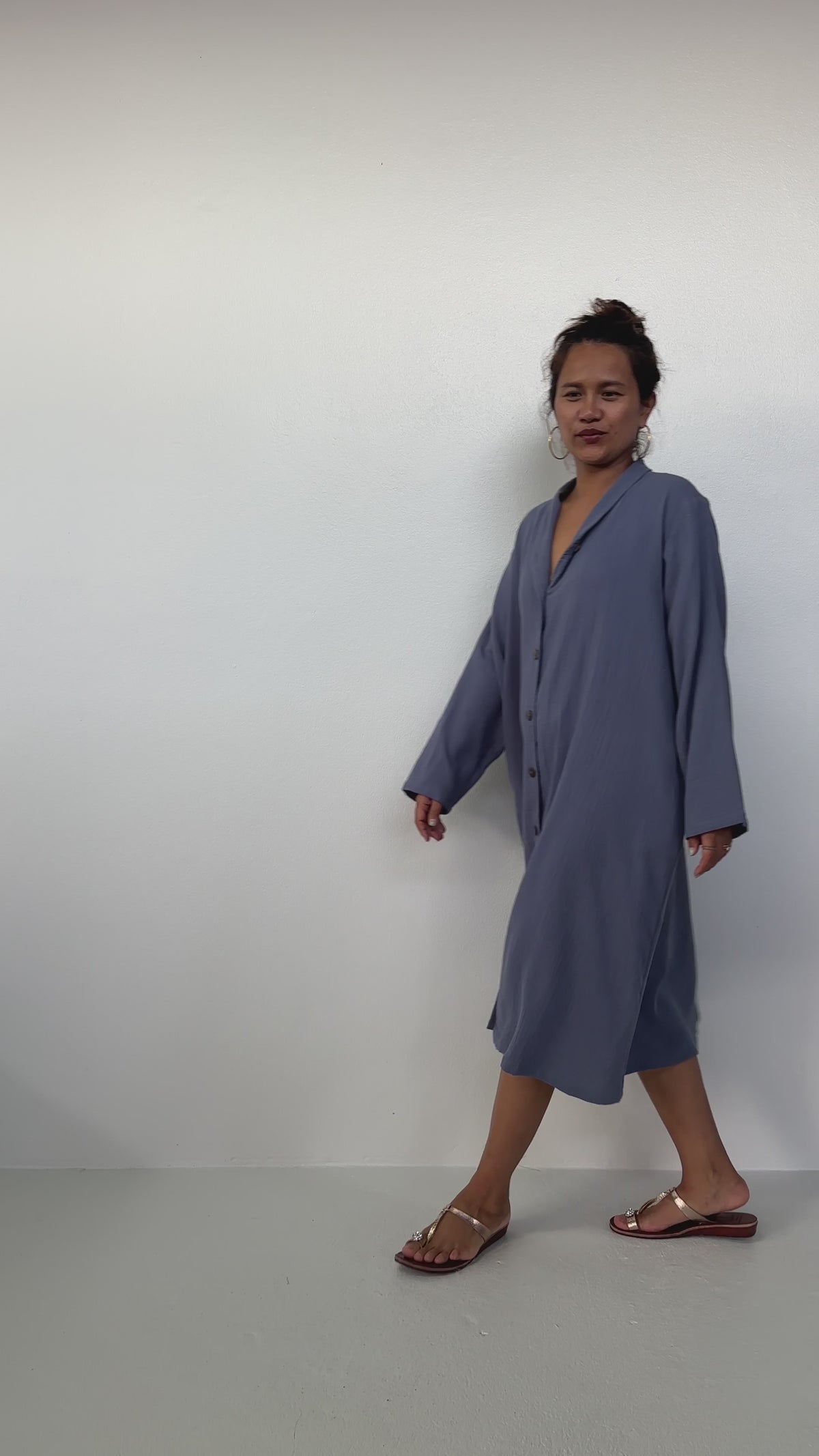 Piper Cotton Shirtdress in Purple