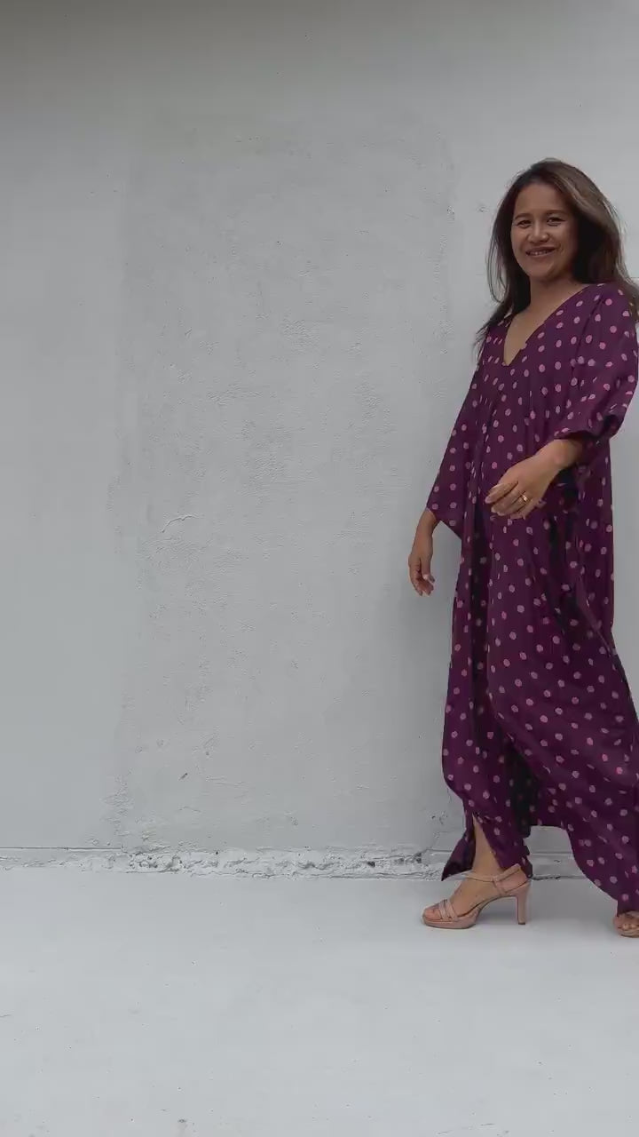 Mala Handworks Luna Micro Dot Kaftan in Purple