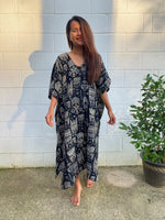 MALA handworks  Skye Double Gauze Cotton Midi Kaftan - Hand Screened Kaftan, African Print