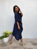 MALA handworks Skye Double Gauze Cotton Midi Kaftan in Blue