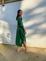 MALA handworks Skye Double Gauze Cotton Midi Kaftan in Emerald Green