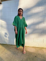 MALA handworks Skye Double Gauze Cotton Midi Kaftan in Emerald Green