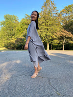 MALA handworks Skye Double Gauze Cotton Midi Kaftan in Gray