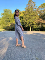 MALA handworks Skye Double Gauze Cotton Midi Kaftan in Gray