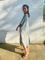 MALA handworks Skye Double Gauze Cotton Midi Kaftan in Green Sage