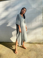 MALA handworks Skye Double Gauze Cotton Midi Kaftan in Green Sage