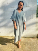 MALA handworks Skye Double Gauze Cotton Midi Kaftan in Green Sage