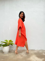 MALA handworks Skye Double Gauze Cotton Midi Kaftan in Orange