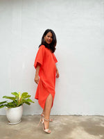 MALA handworks Skye Double Gauze Cotton Midi Kaftan in Orange
