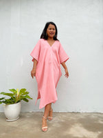 MALA handworks Skye Double Gauze Cotton Midi Kaftan in Pink