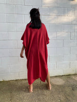 MALA handworks Skye Double Gauze Cotton Midi Kaftan in Red