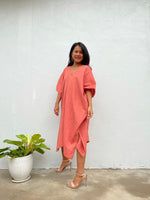 MALA handworks Skye Double Gauze Cotton Midi Kaftan in Salmon Pink