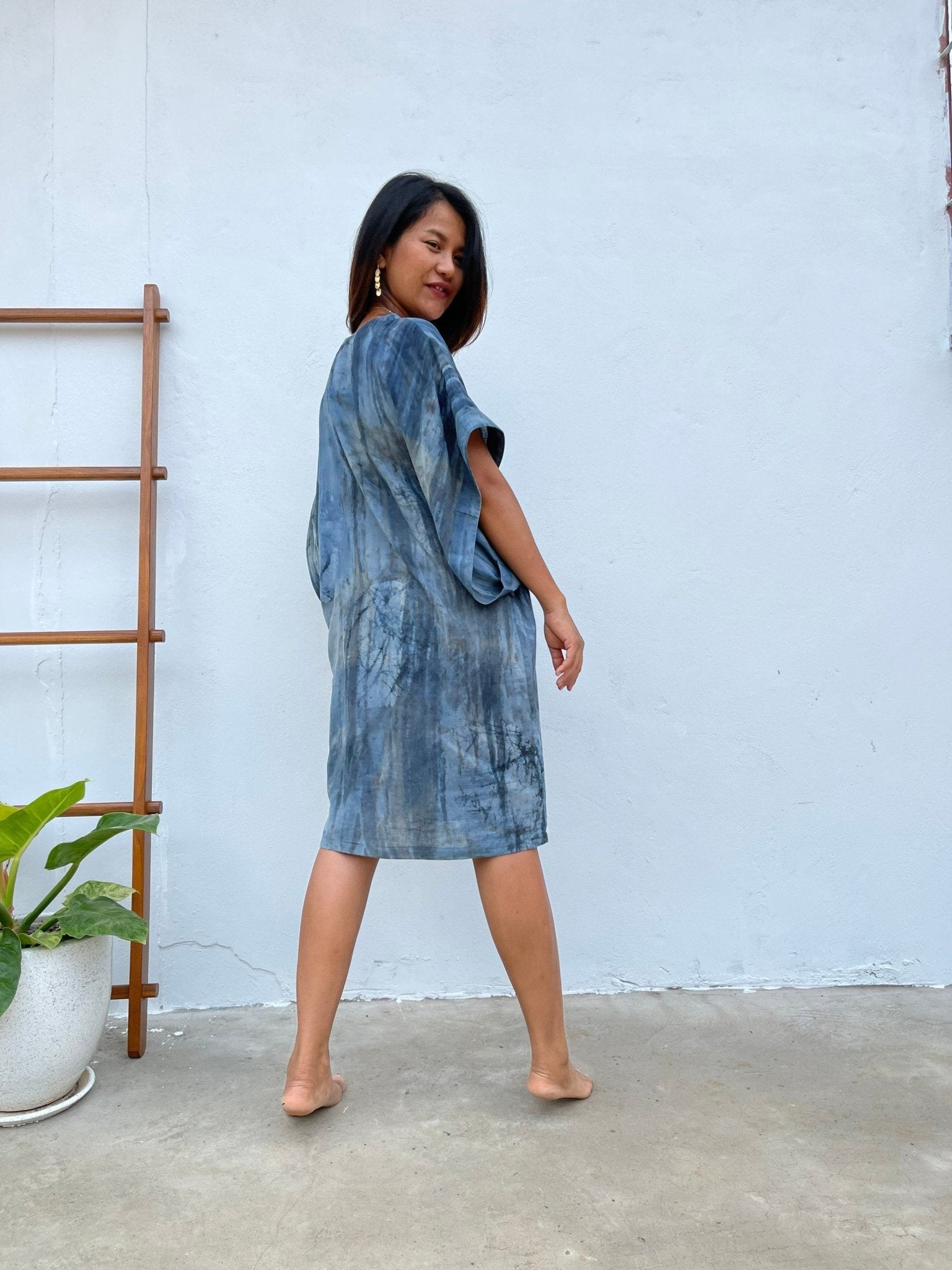 MALA handworks  Uma Hand Painted with Natural Dye Double Gauze Cotton Dress
