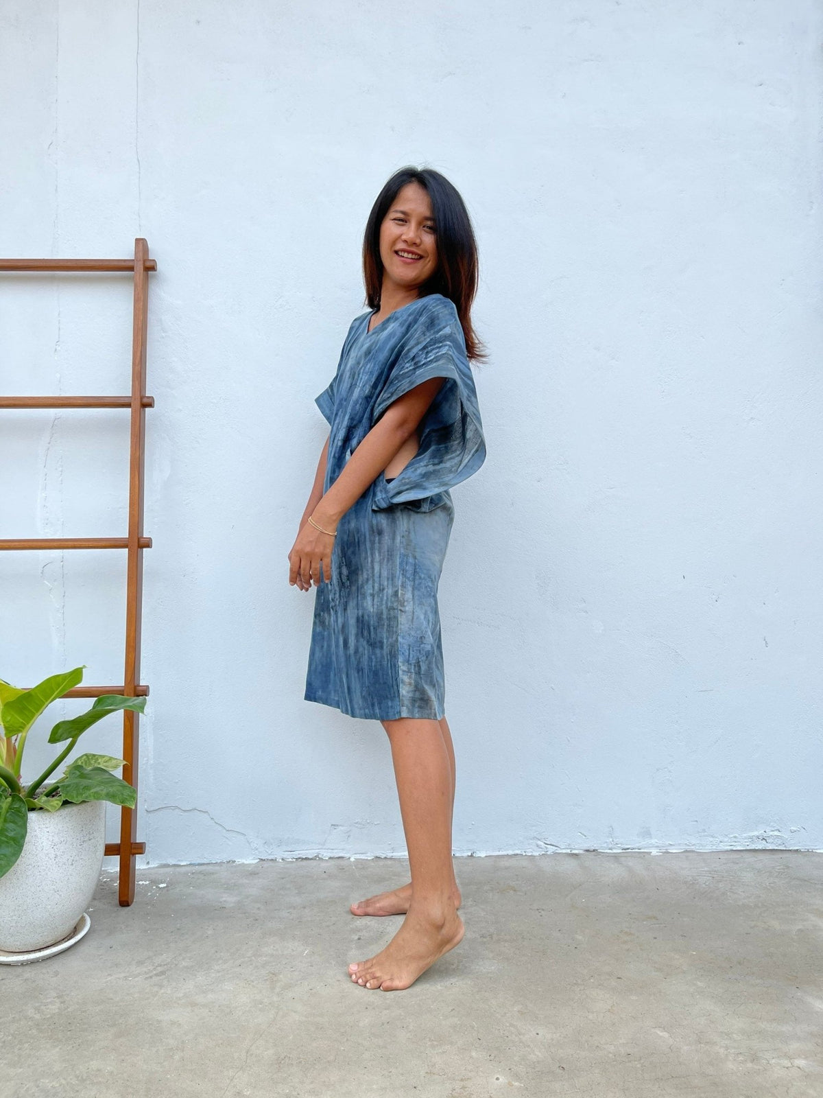MALA handworks  Uma Hand Painted with Natural Dye Double Gauze Cotton Dress