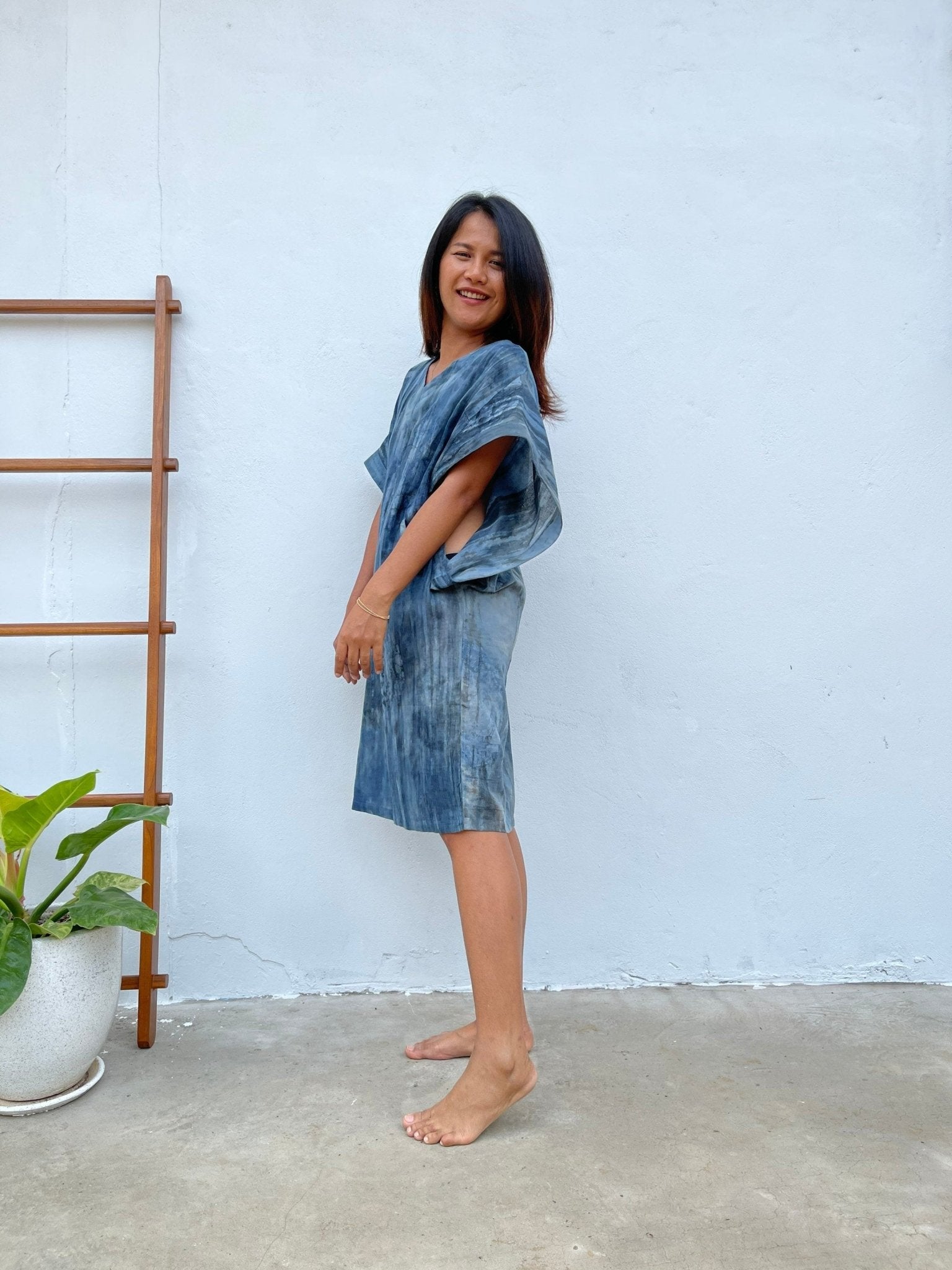 MALA handworks  Uma Hand Painted with Natural Dye Double Gauze Cotton Dress