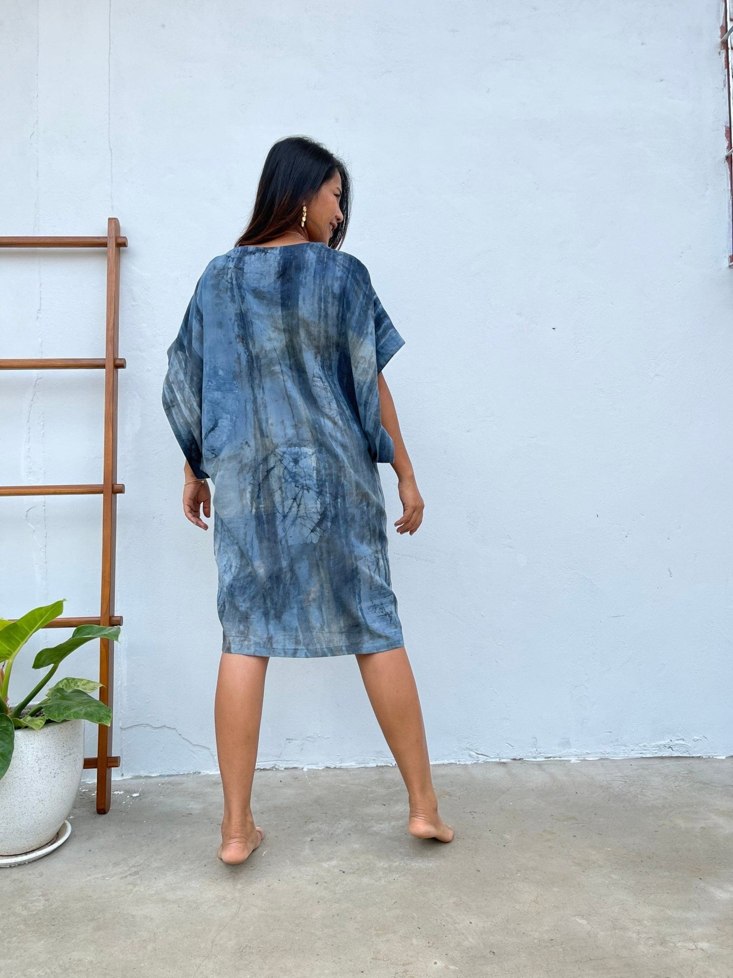 MALA handworks  Uma Hand Painted with Natural Dye Double Gauze Cotton Dress