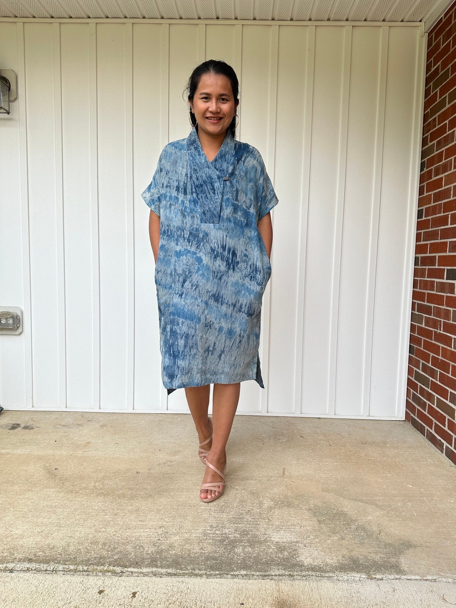 MALA handworks  Uma Hand Painted with Natural Dye Double Gauze Cotton Dress