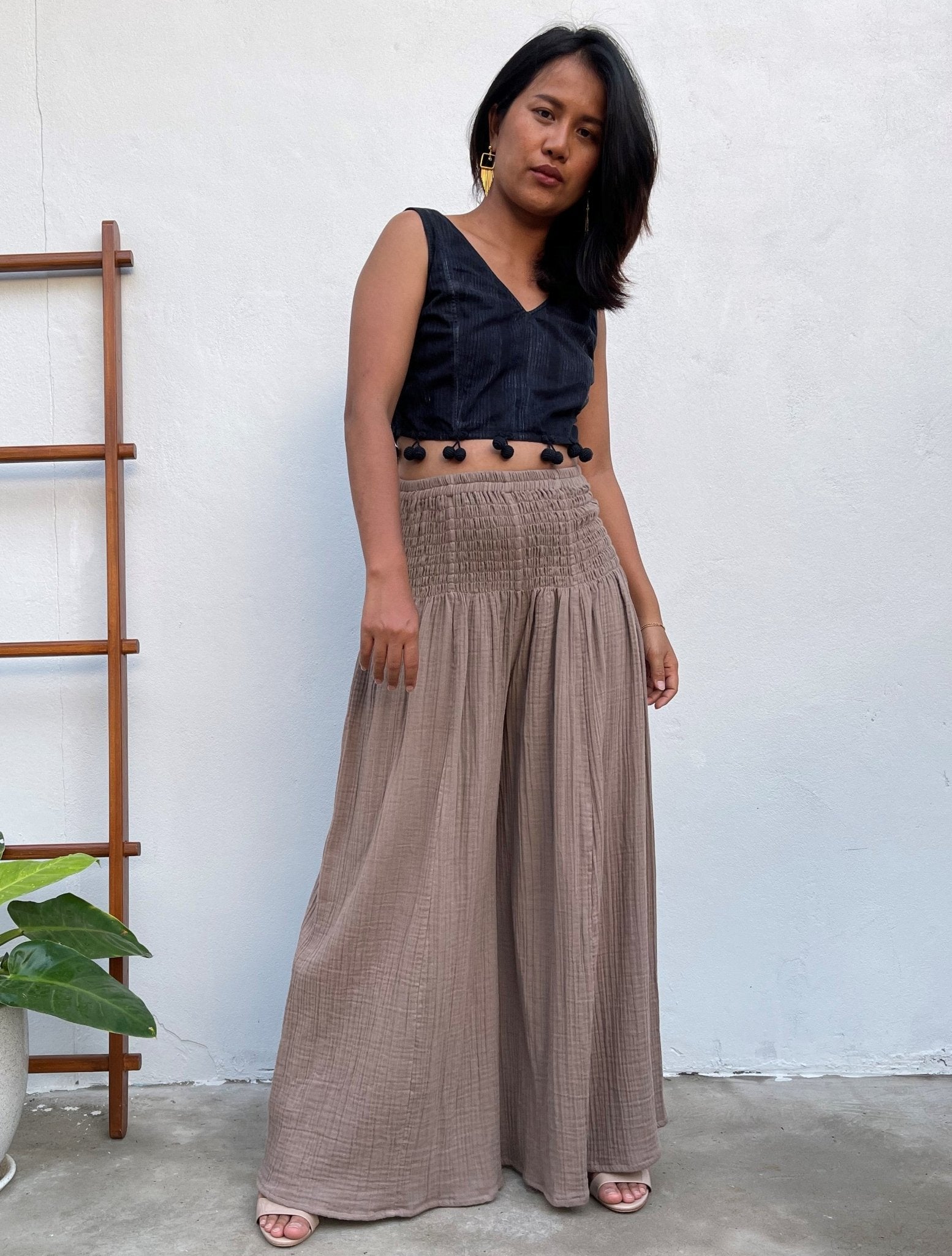 MALA handworks Veda Wide Leg Pants in Earthy Brown