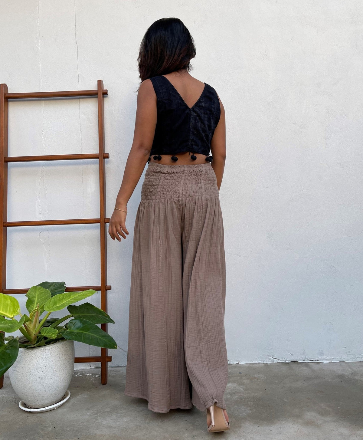 MALA handworks Veda Wide Leg Pants in Earthy Brown