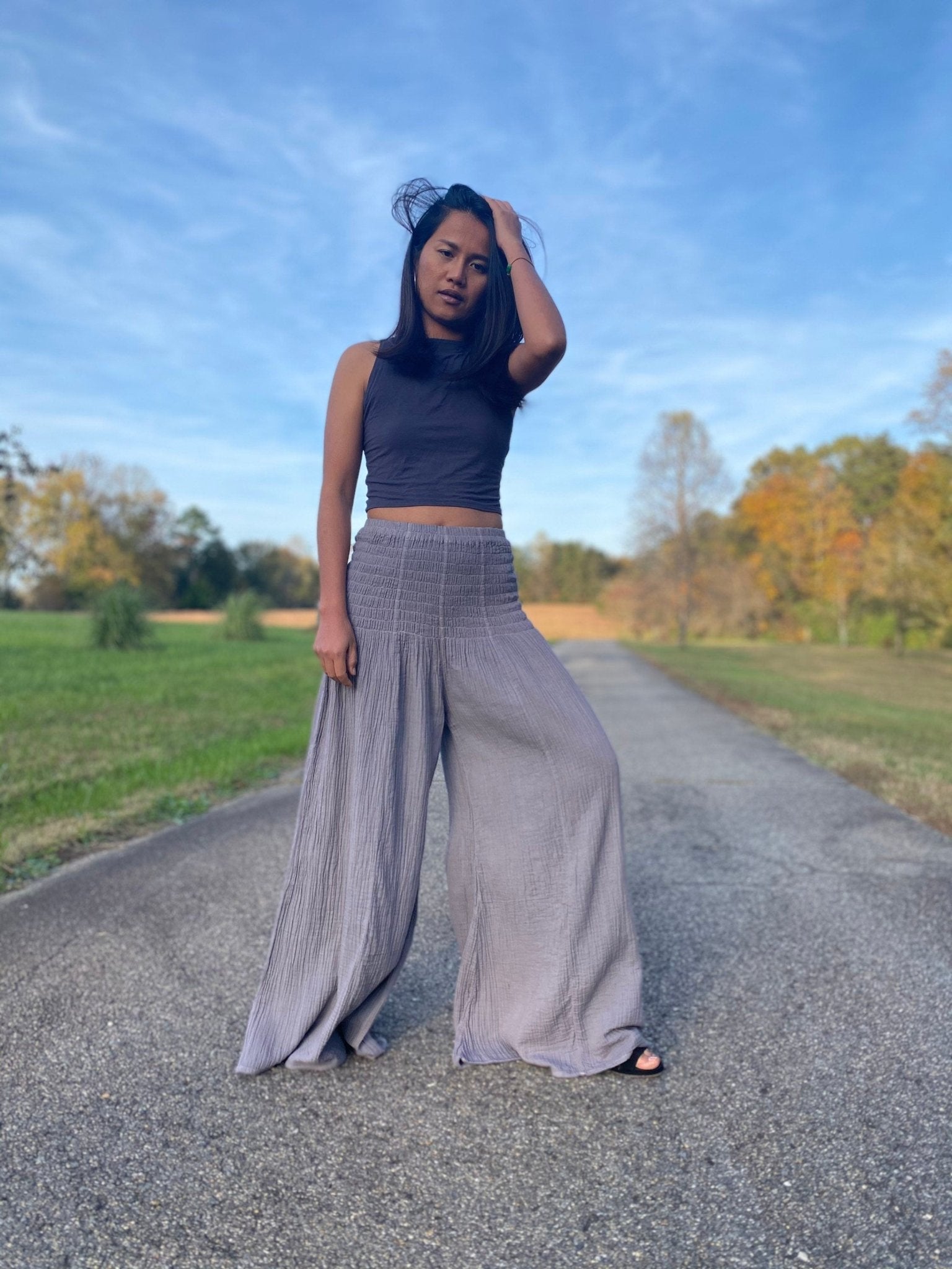 MALA handworks  41 Veda Wide Leg Pants in Earthy Gray