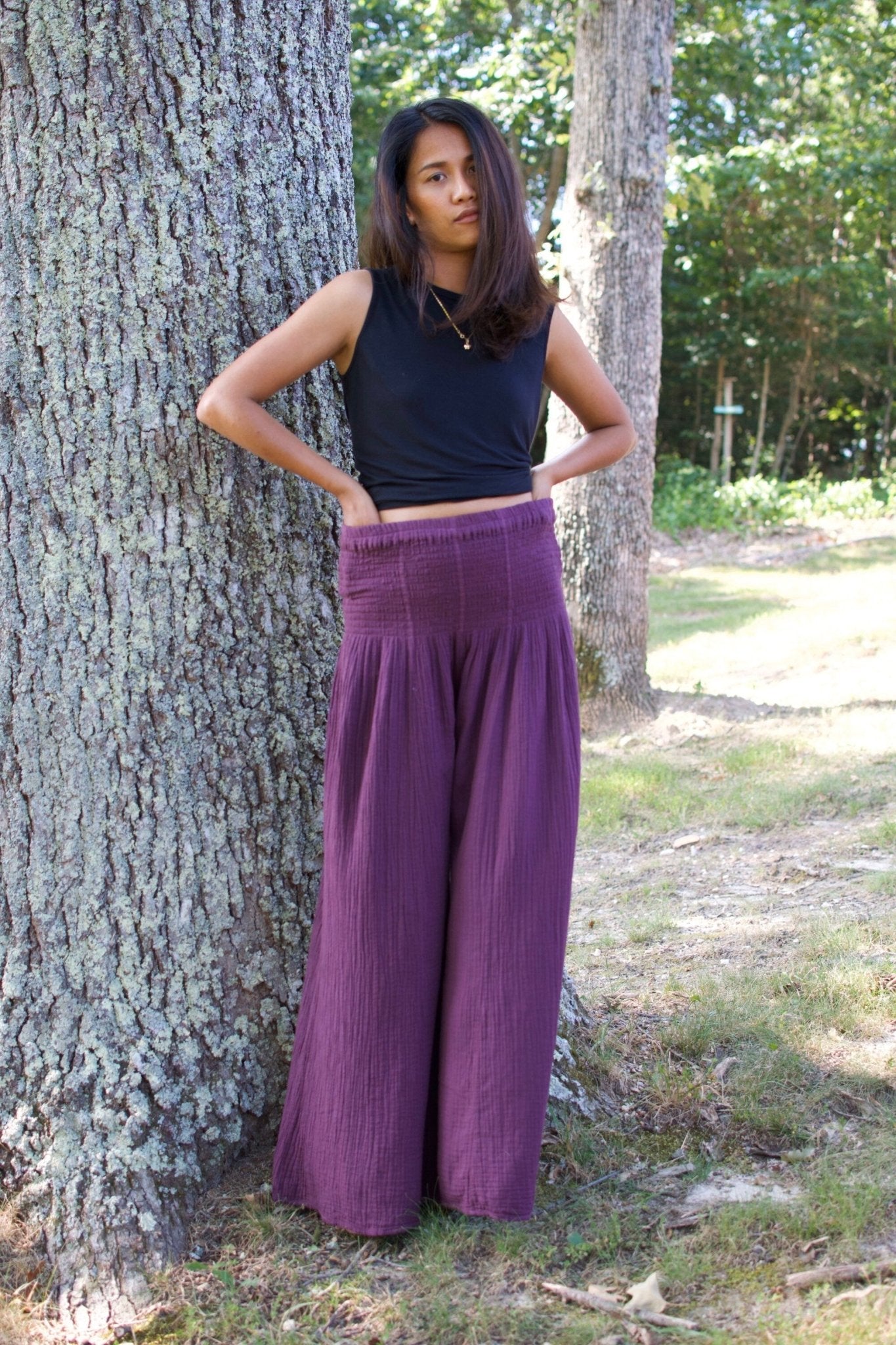 MALA handworks  41 Veda Wide Leg Pants in Eggplant