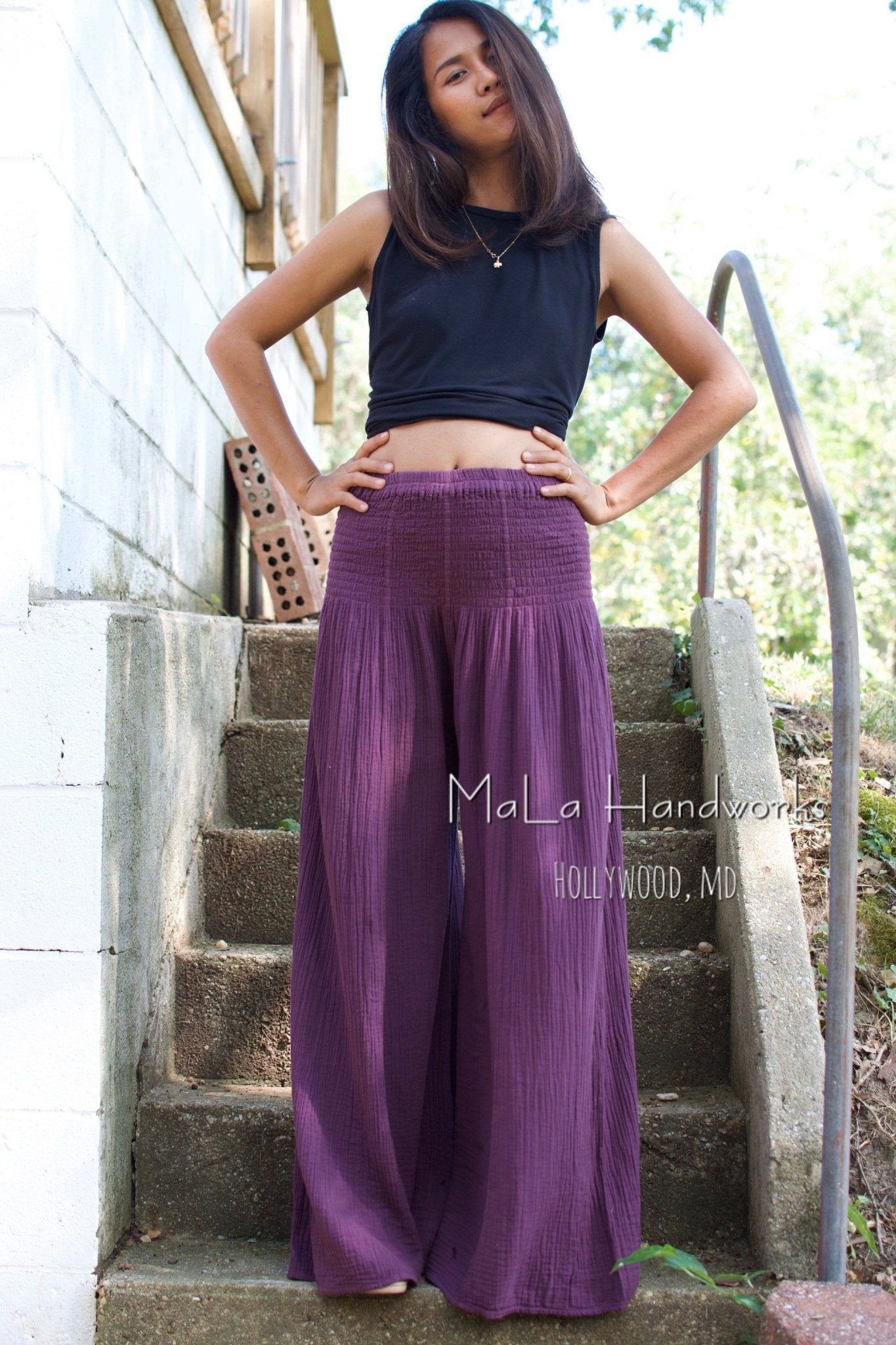 MALA handworks  41 Veda Wide Leg Pants in Eggplant