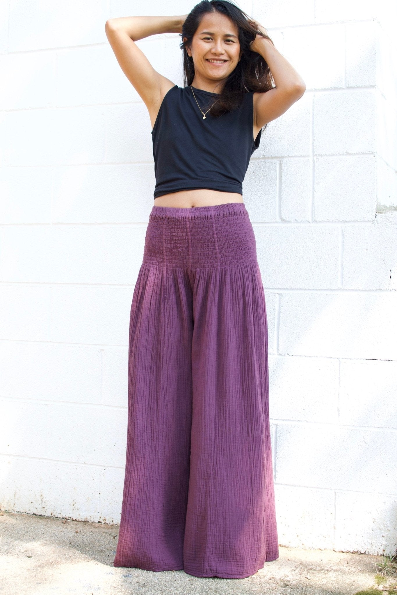 MALA handworks  41 Veda Wide Leg Pants in Eggplant