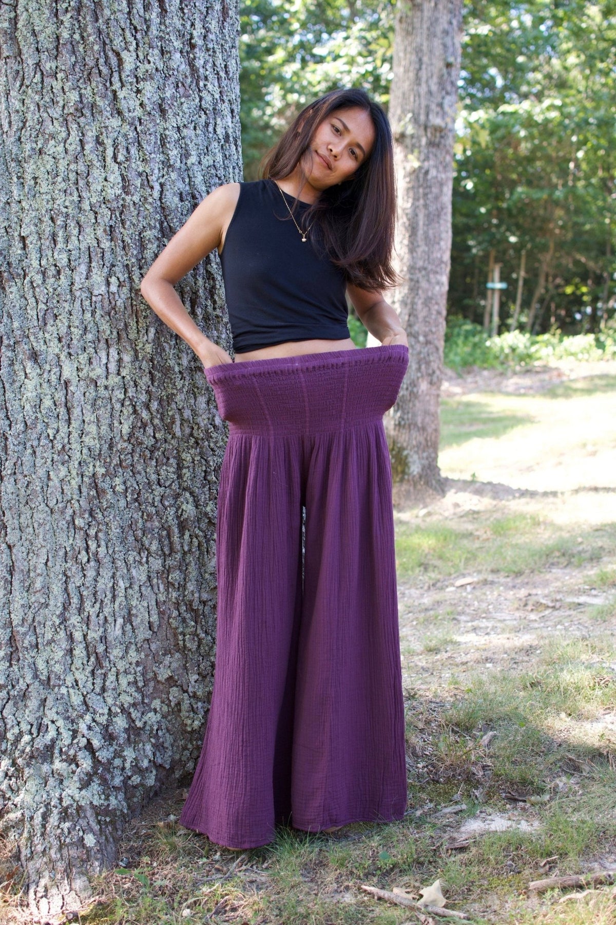 MALA handworks  41 Veda Wide Leg Pants in Eggplant