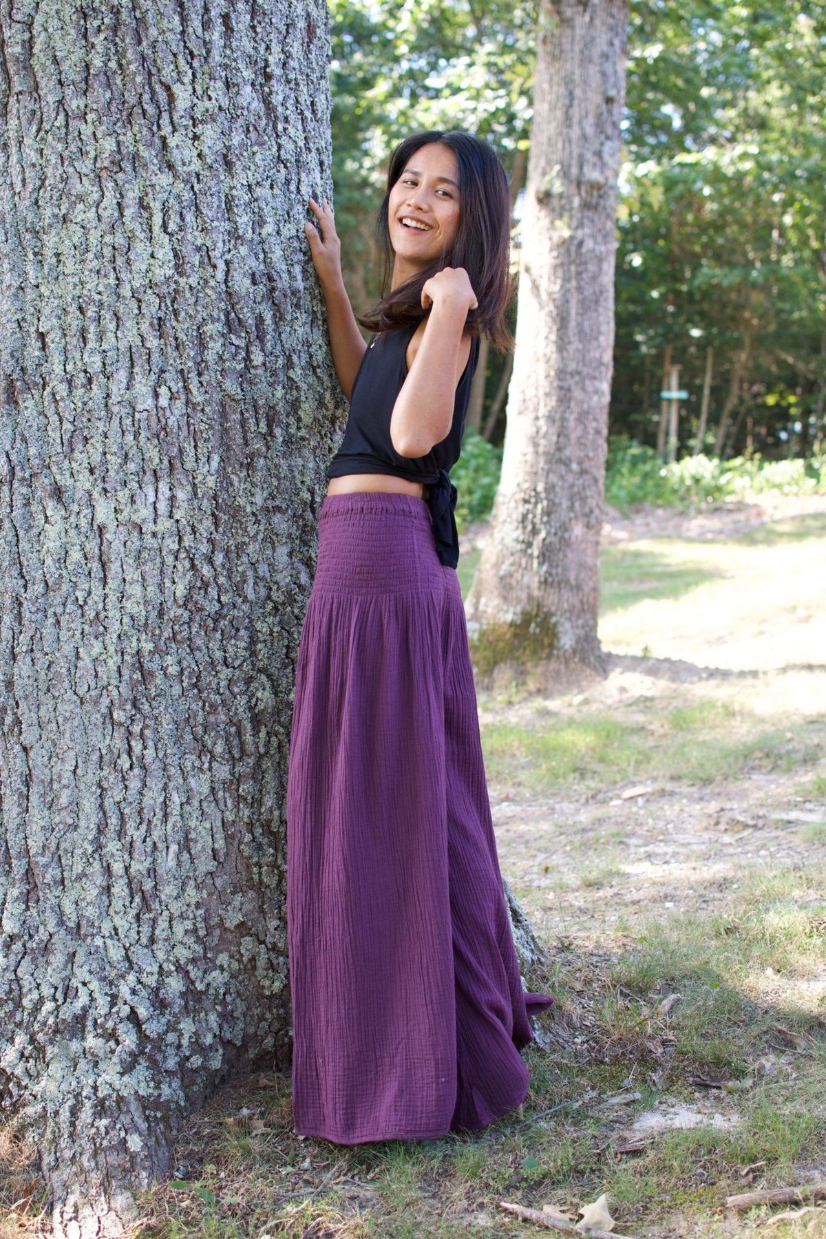 MALA handworks  41 Veda Wide Leg Pants in Eggplant