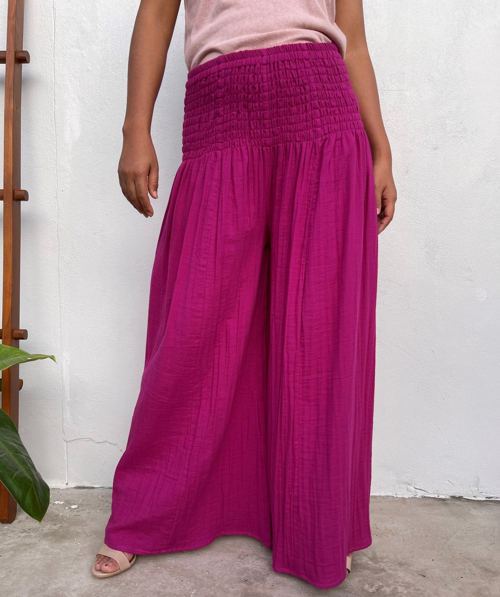 MALA handworks Veda Wide Leg Pants in Fuchsia