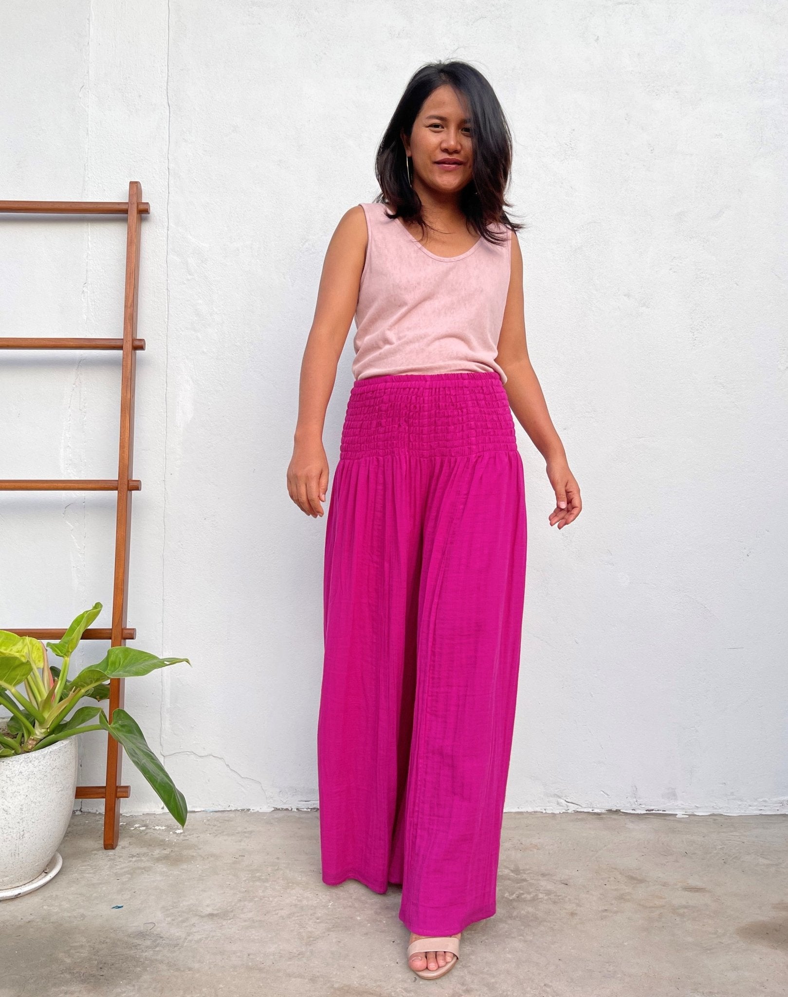 MALA handworks Veda Wide Leg Pants in Fuchsia