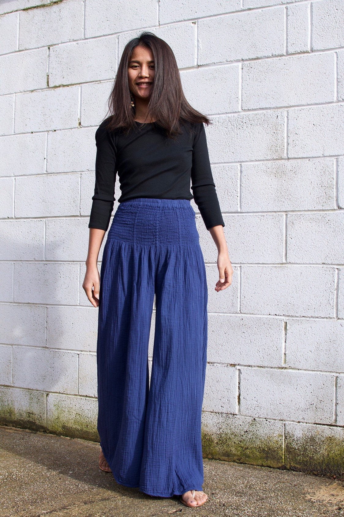 MALA handworks  Veda Wide Leg Pants in Indigo Blue