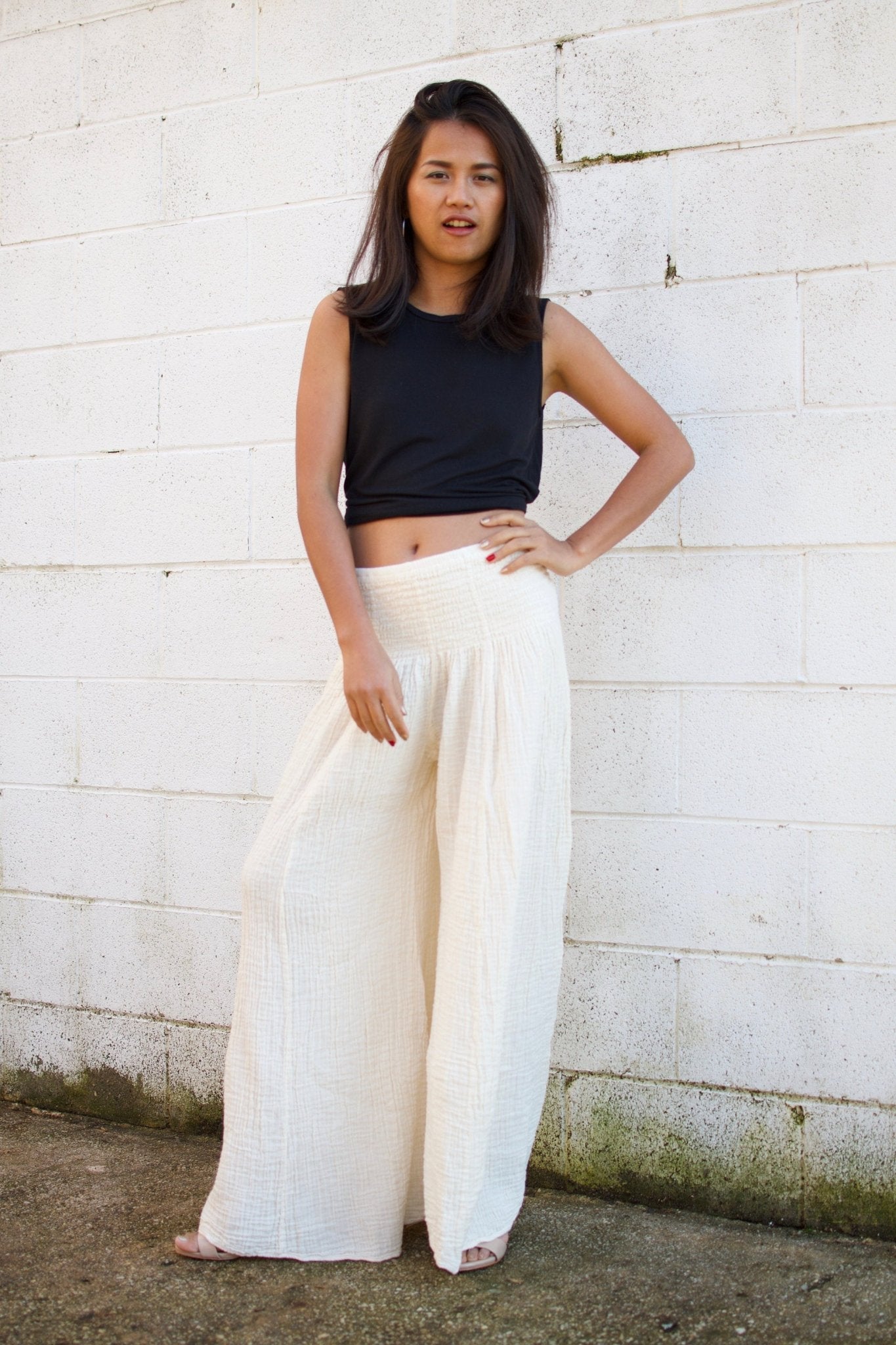 MALA handworks Veda Wide Leg Pants in Natural White
