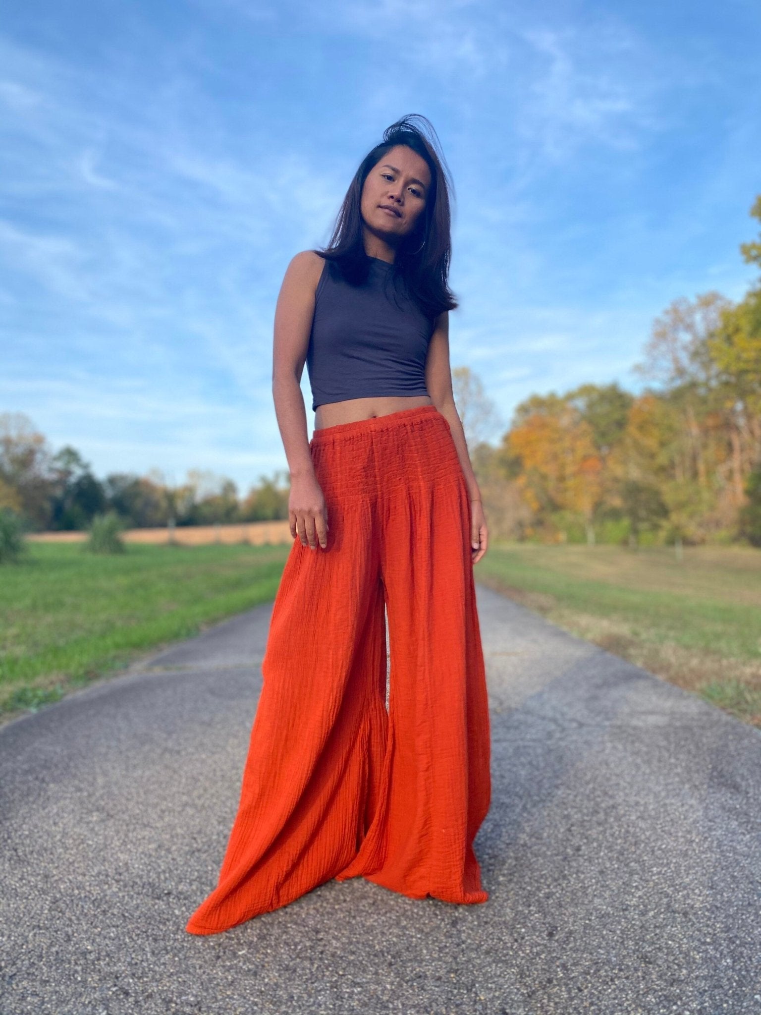 MALA handworks  Veda Wide Leg Pants in Orange