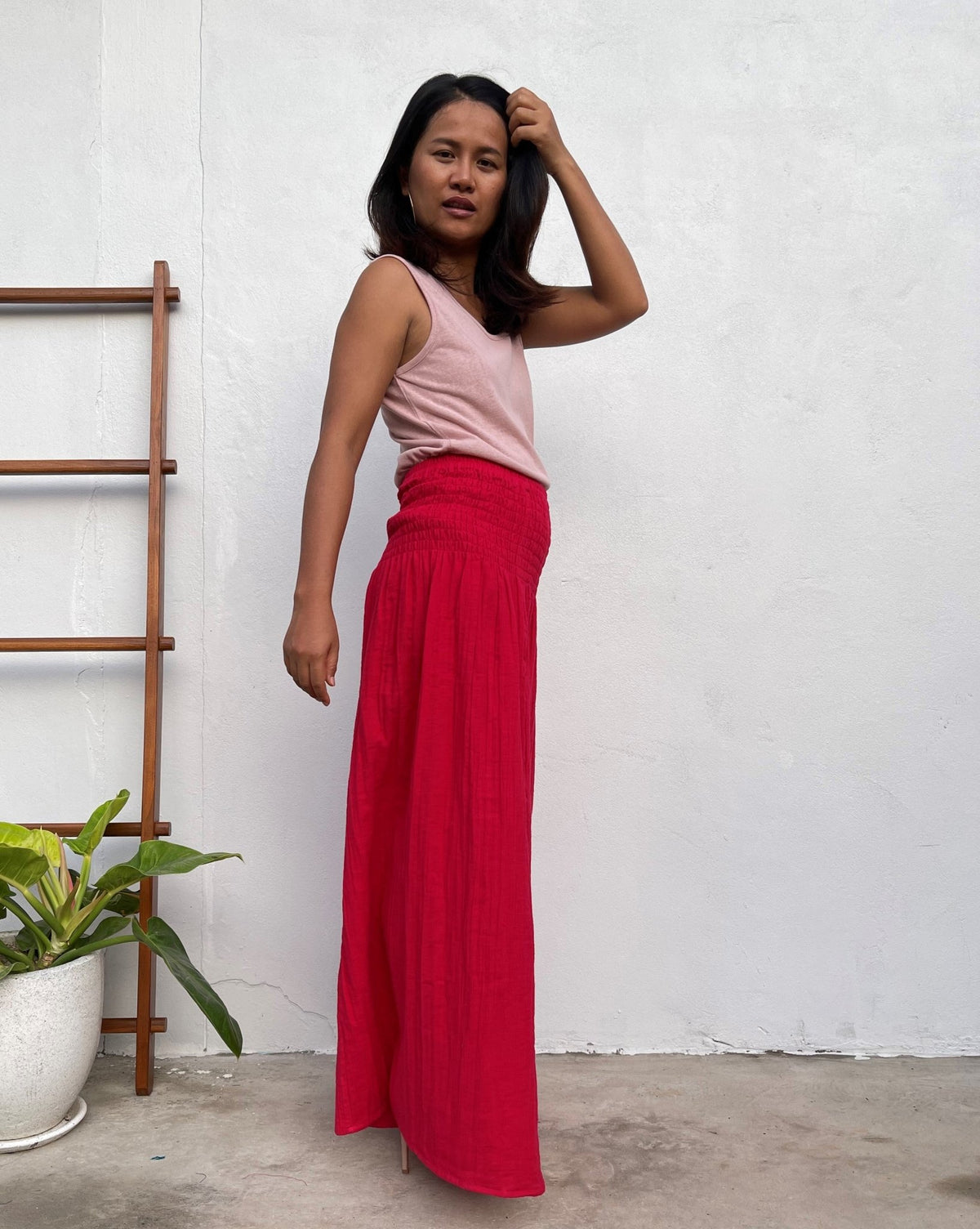 MALA handworks Veda Wide Leg Pants in Red