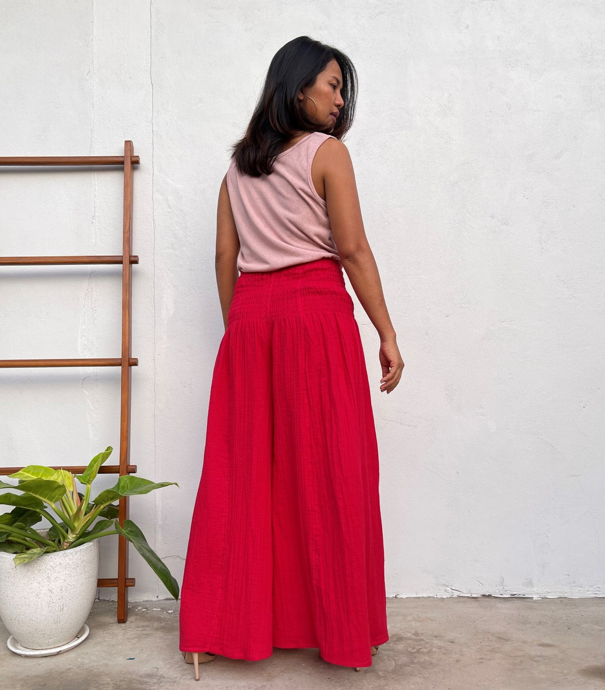 MALA handworks Veda Wide Leg Pants in Red