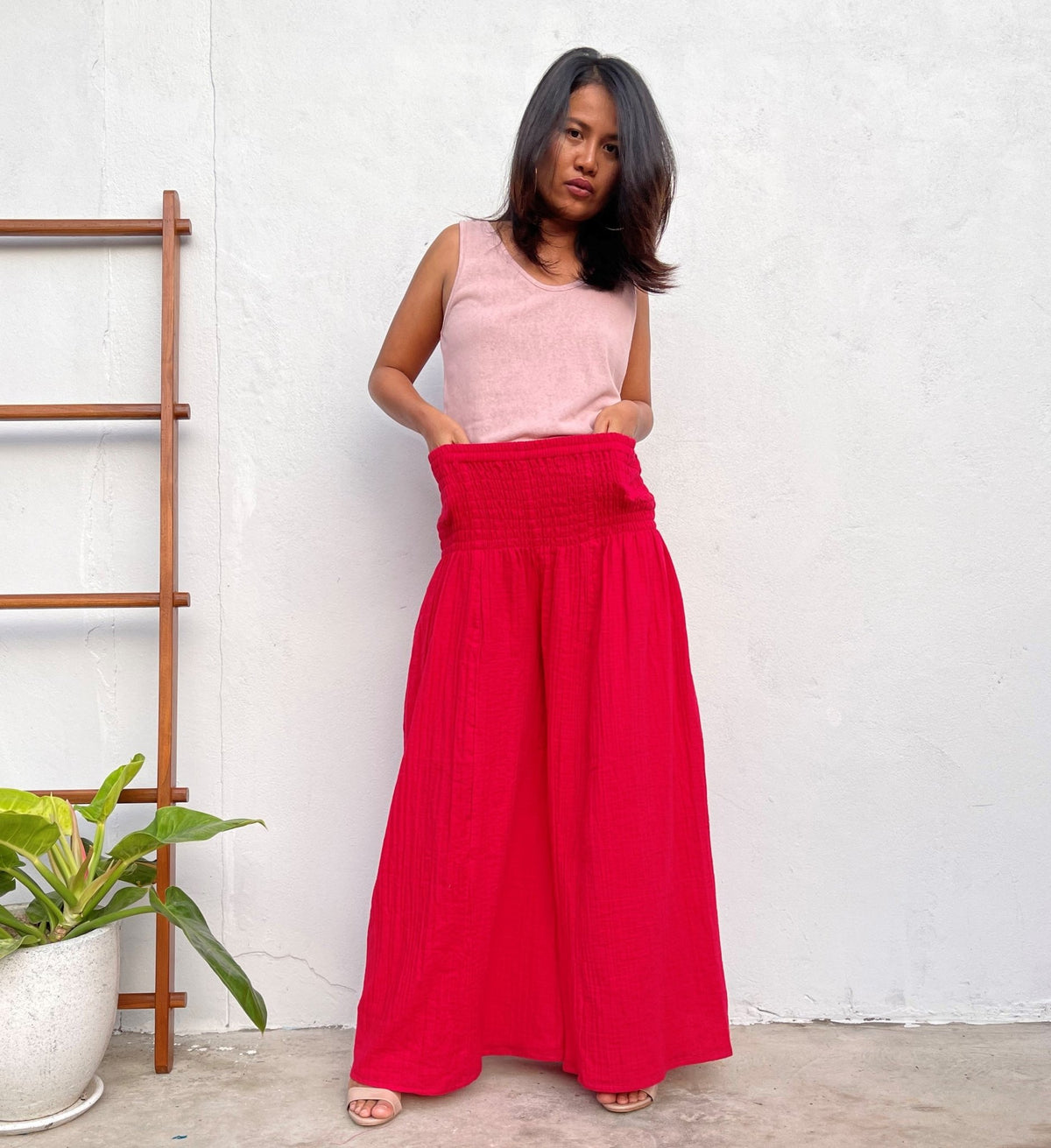 MALA handworks Veda Wide Leg Pants in Red