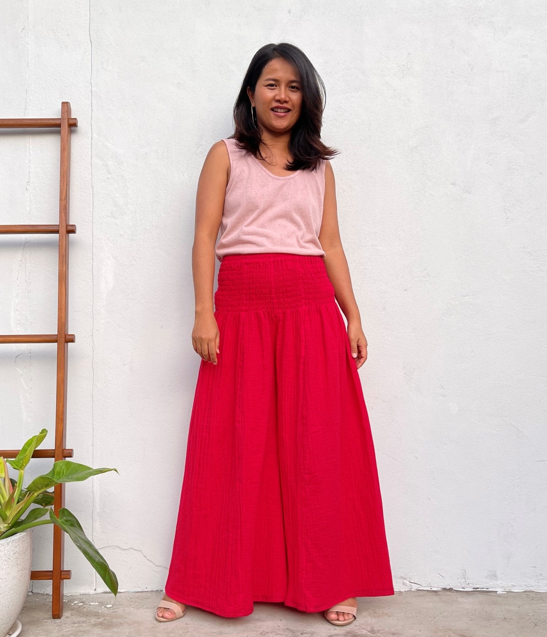 MALA handworks Veda Wide Leg Pants in Red