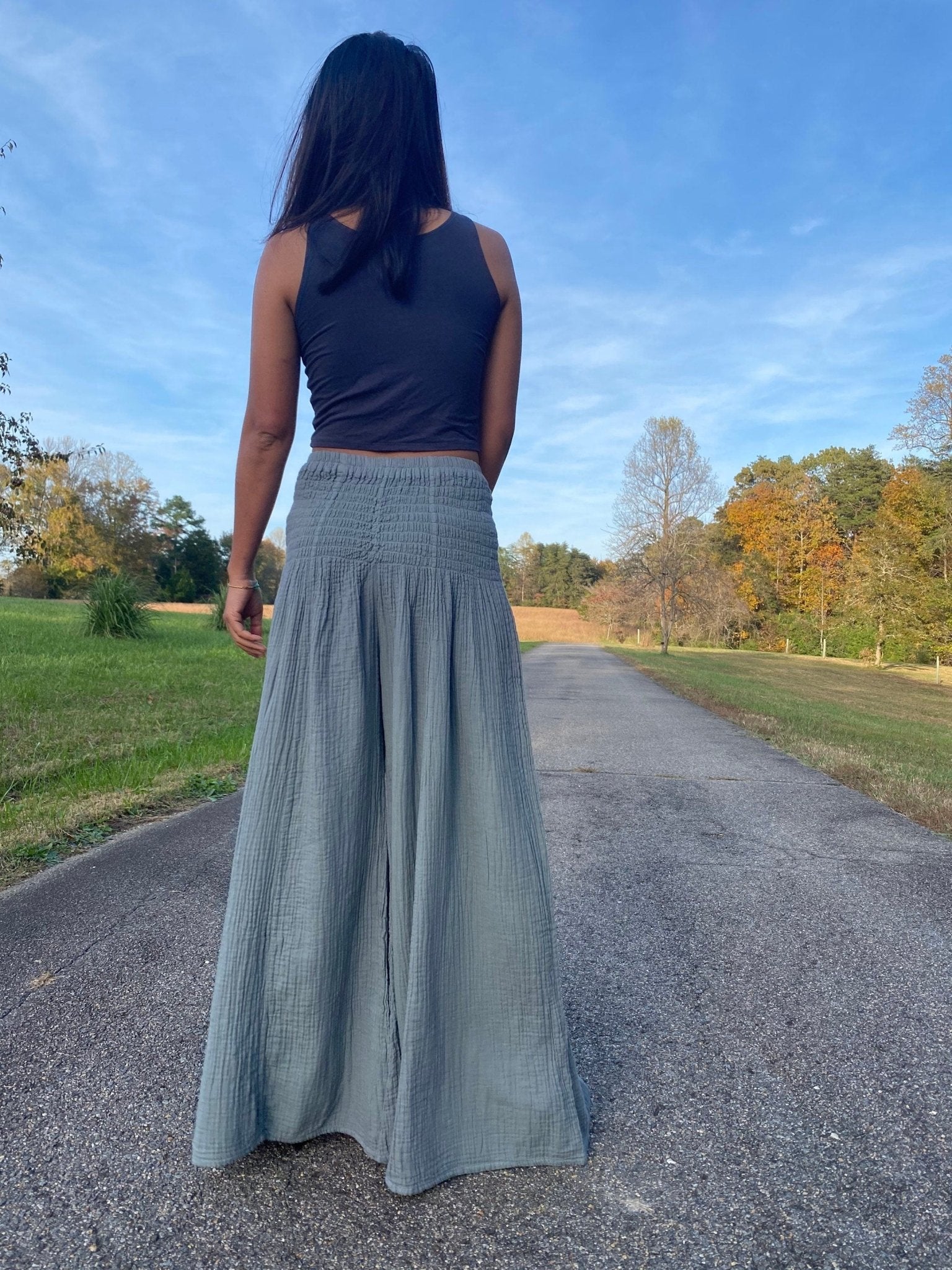 MALA handworks  Veda Wide Leg Pants in Sage Gray