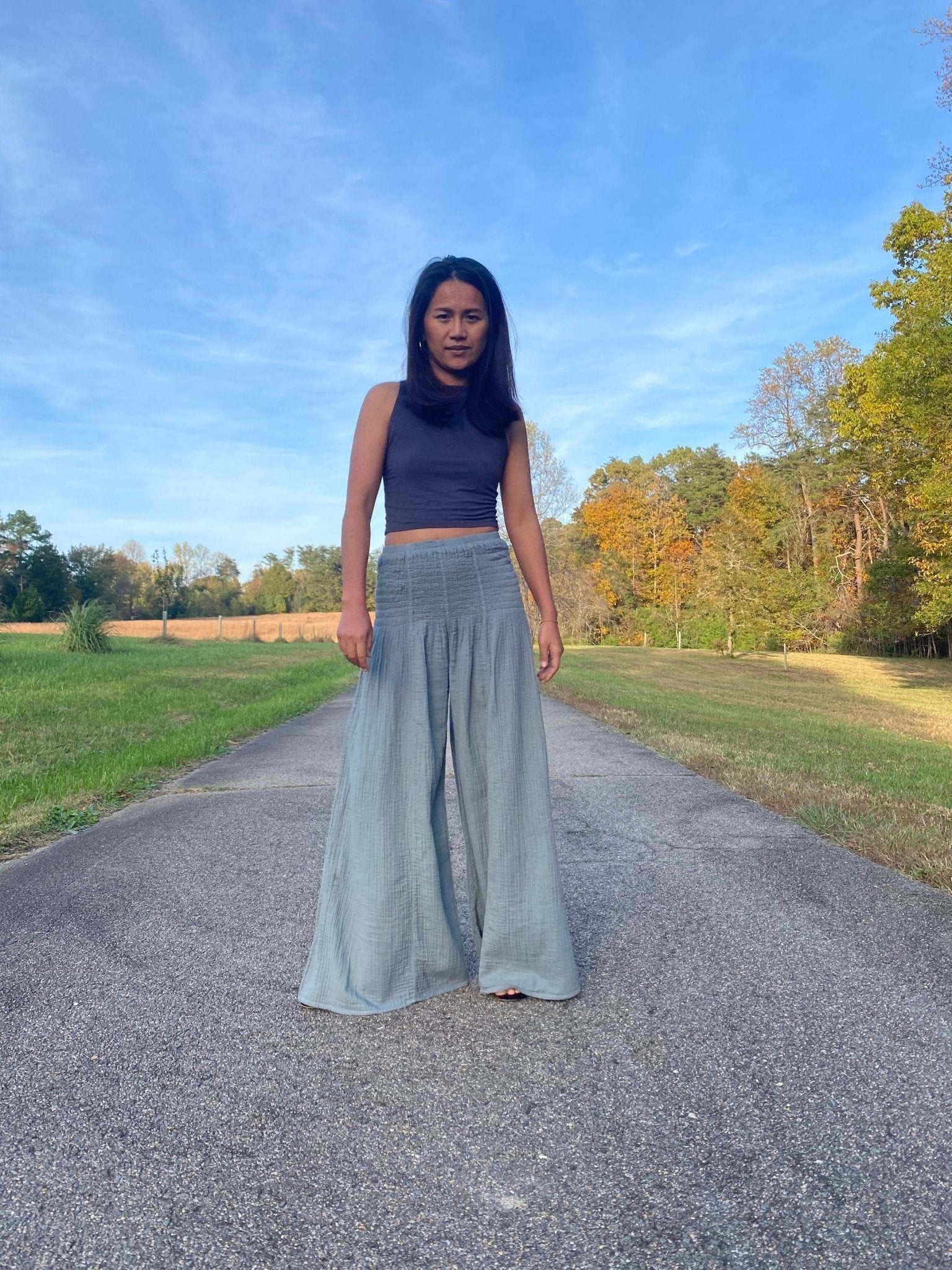 MALA handworks  Veda Wide Leg Pants in Sage Gray