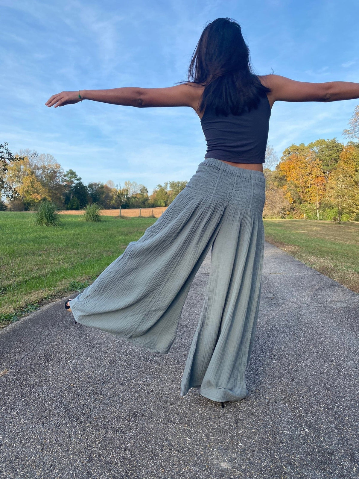 MALA handworks  Veda Wide Leg Pants in Sage Gray