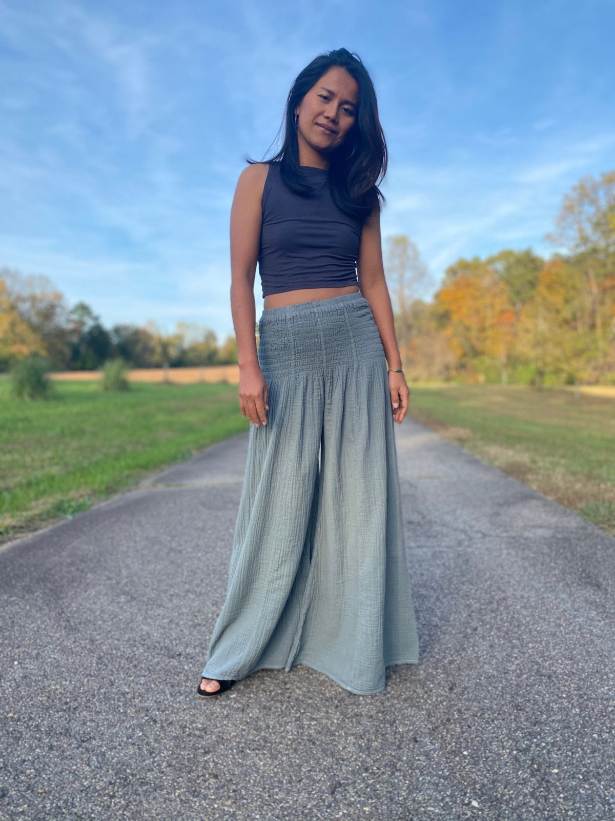 MALA handworks  Veda Wide Leg Pants in Sage Gray