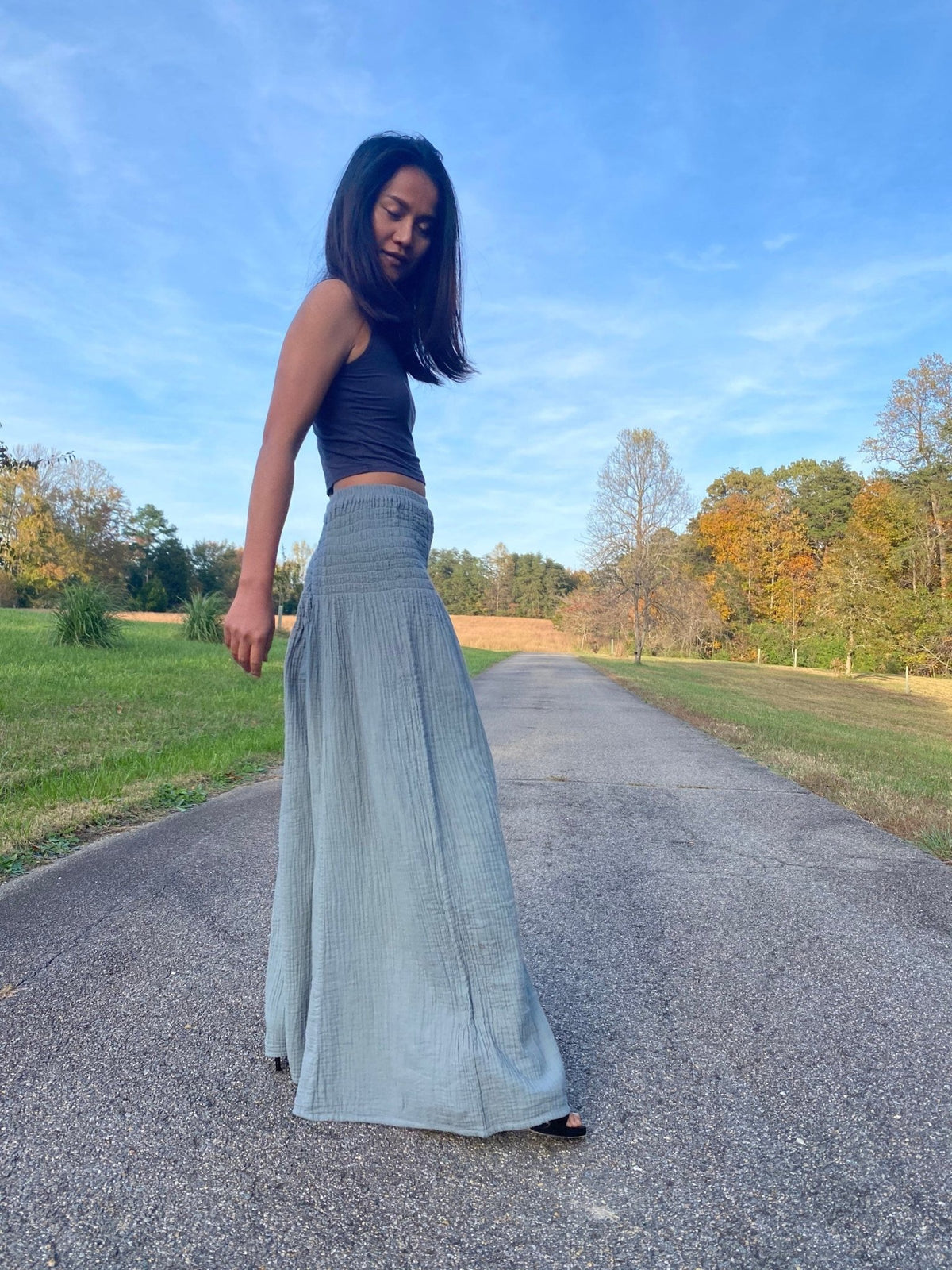 MALA handworks  Veda Wide Leg Pants in Sage Gray