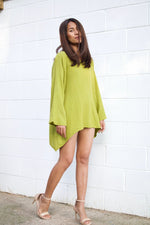MALA handworks  Xia Long Blouse in Lime Green