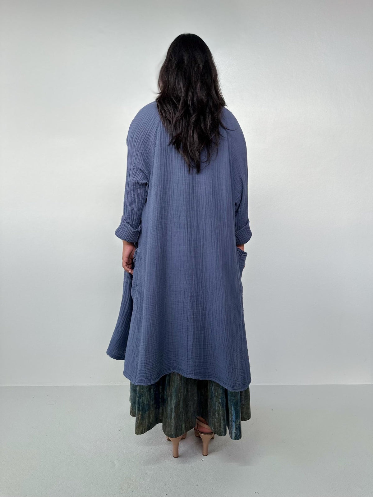 Mala Handworks Yara Open Cardigan in Blueberry