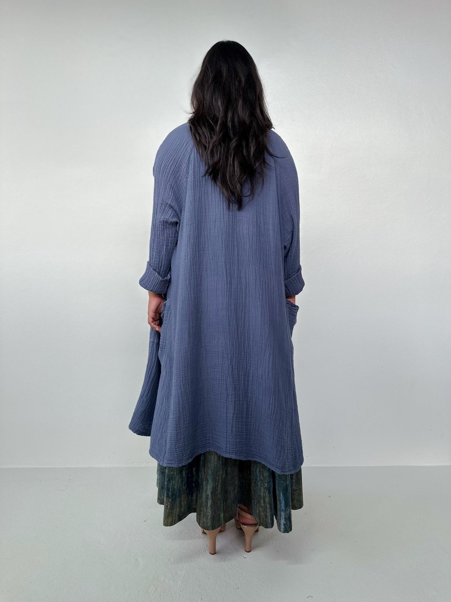 Mala Handworks Yara Open Cardigan in Blueberry